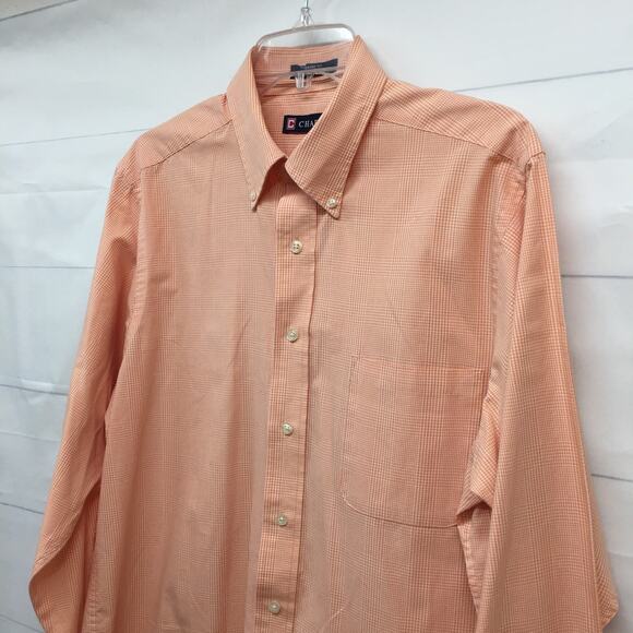 CHAPS Orange Check Button Down Long Sleeve Shirt 16 32/33 - Picture 2 of 9